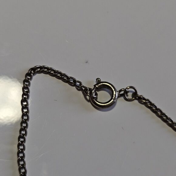 Silver Tone Blue Stone Owl Pendant Necklace 18" Chain - Picture 7 of 13